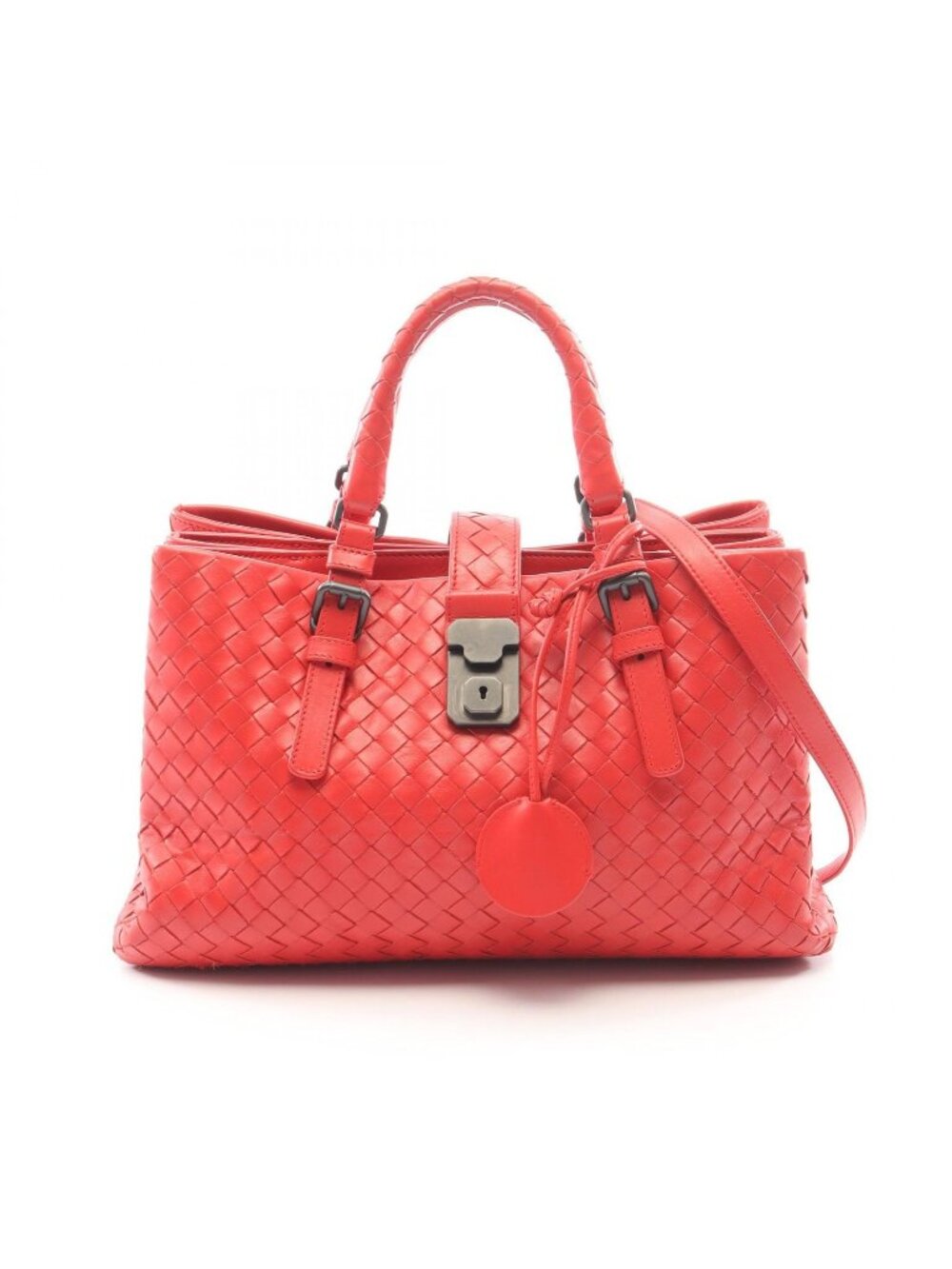 Bottega Veneta Handbag Intrecciato Small Rome 2-Way Red Leather